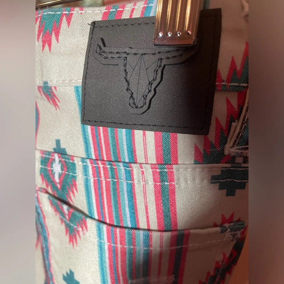 Lucky & Blessed Western Aztec Multicolor Print Mega-Flare Jeans size 2 - Picture 8 of 15